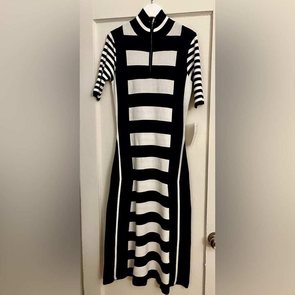 Tahari Black & White Sweater Dress